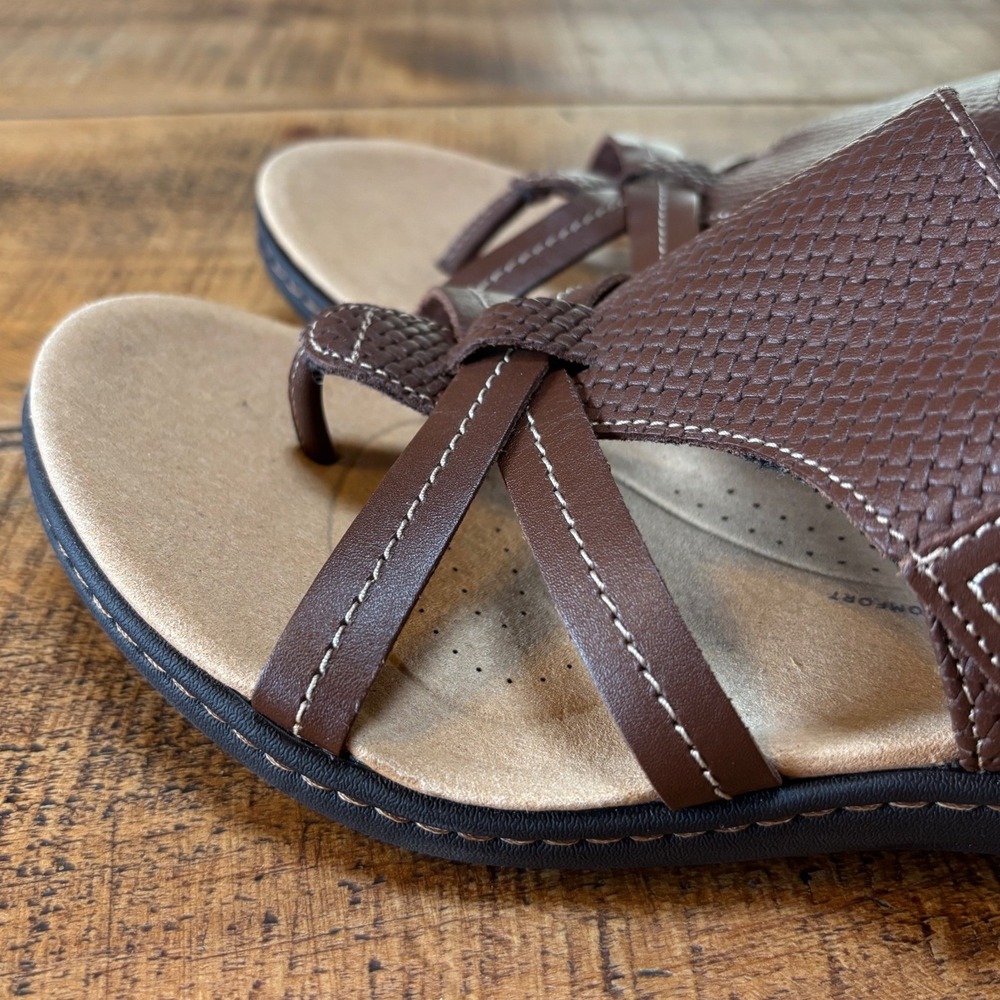 Clarks Womens Laurieann Edge Summer Sandals Brown Velcro Closure Size 6.5 - Picture 4 of 11